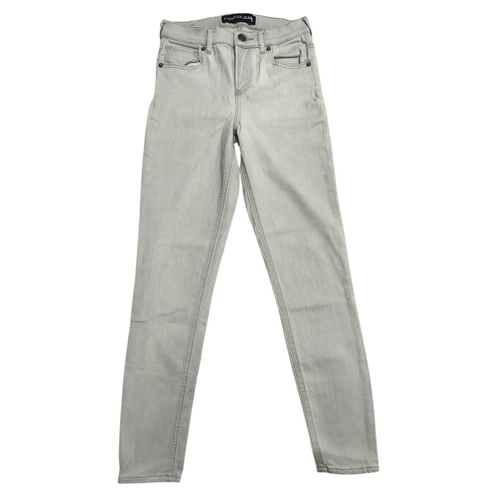 Express‎ Jeans Women's Size 0R High Rise Light Gray Stretch Denim Ankle Leggings